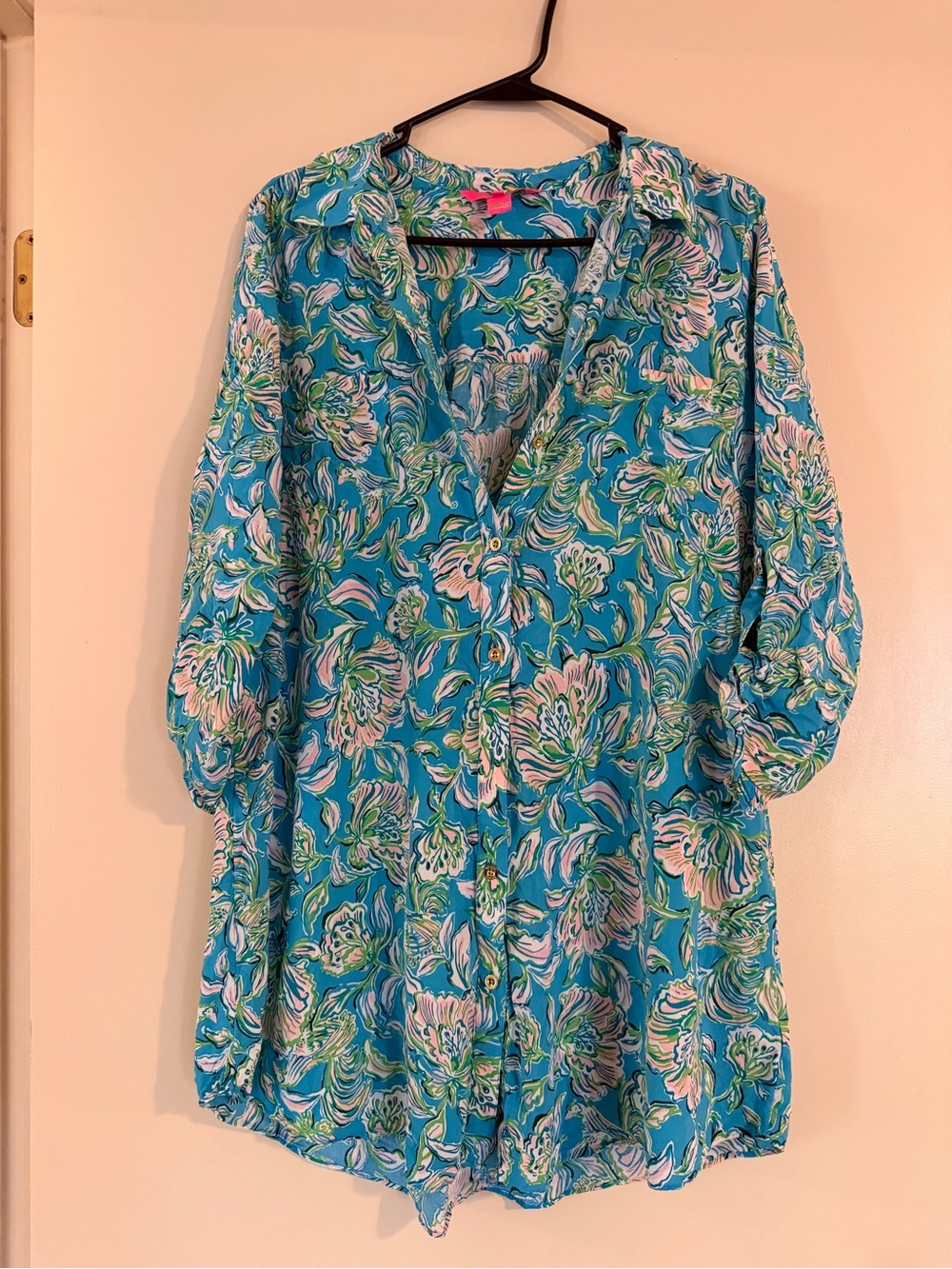 Lilly Pulitzer Turquoise Floral Swim Coverup